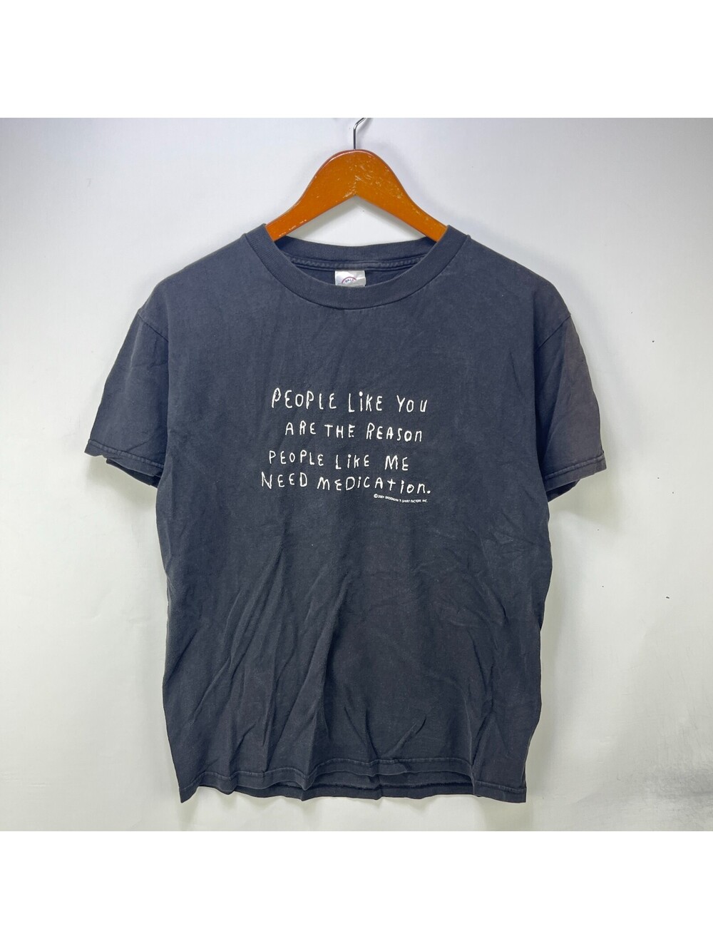 Vintage Sun Faded Black Brooklyn T Shirt Factory Funny Quote - Picture 2 of 8